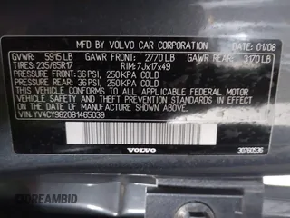 2008 Volvo XC90 I6 with VIN YV4CY982081465039, listed as a IAAI auction lot 42078726 with 229,765 mi miles. Bid and sale history available at carsss.com. Image 9.