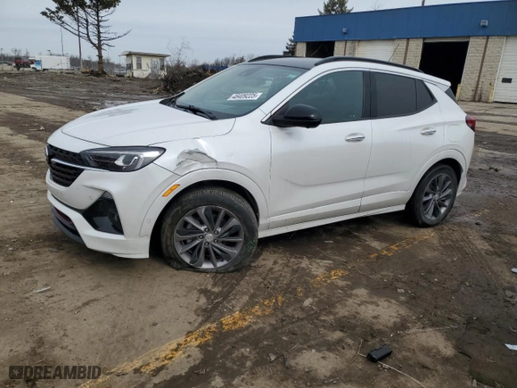 2021 Buick Encore GX Essence with VIN KL4MMFSL0MB122202, listed as a Copart auction lot 48409225 with 84,972 mi miles and Salvage Title. Bid and sale history available at carsss.com. Image 1.