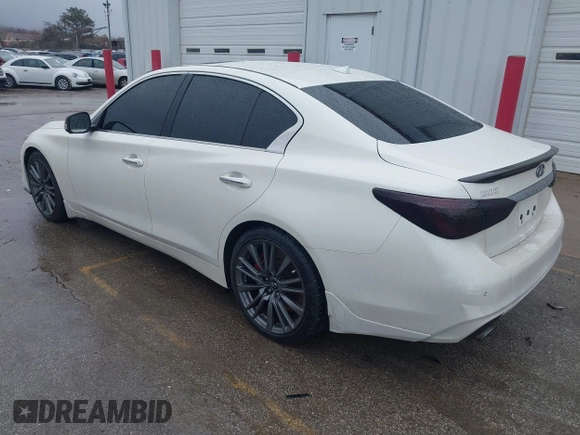 2019 Infiniti Q50 RED SPORT 400 with VIN JN1FV7AP2KM760252, listed as a IAAI auction lot 41729947 with 65,838 mi miles. Bid and sale history available at carsss.com. Image 3.