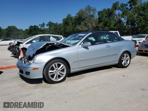2006 Mercedes-Benz CLK 3.5L with VIN WDBTK56G86T056136, listed as a Copart auction lot 53261395 with 129,834 mi miles and Salvage Title. Bid and sale history available at carsss.com. Image 1.
