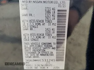2015 Infiniti QX60 with VIN 5N1AL0MM4FC531245, listed as a Copart auction lot 49569695 with 205,253 mi miles and Salvage title. Bid and sale history available at DreamBid. Image 12.