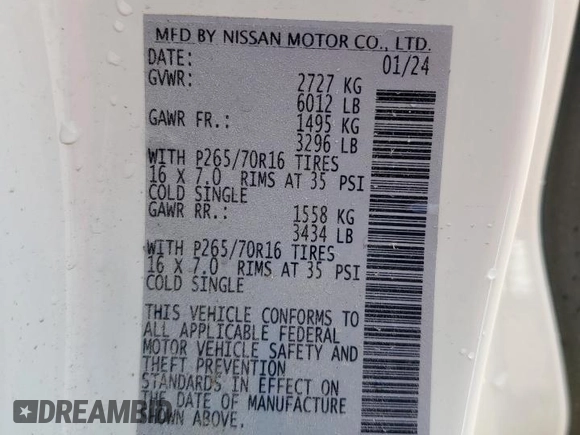 2024 Nissan Frontier S with VIN 1N6ED1CL4RN634494, listed as a Copart auction lot 56923345 with 22,469 mi miles and Salvage title. Bid and sale history available at DreamBid. Image 12.