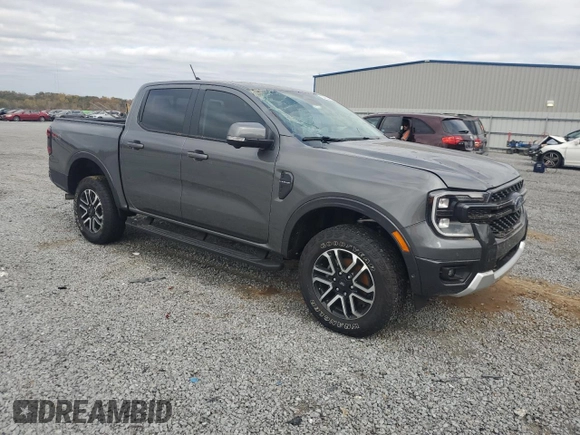 2024 Ford Ranger LARIAT with VIN 1FTER4KH5RLE29085, listed as a Copart auction lot 74453464 with 961 mi miles and Salvage Title. Bid and sale history available at carsss.com. Image 4.