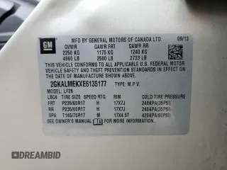2014 GMC Terrain SLE with VIN 2GKALMEKXE6135177, listed as a Copart auction lot 51339295 with 17,753 mi miles and Clean Title. Bid and sale history available at DreamBid. Image 13.