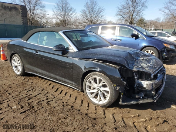 2022 Audi A5 Cabriolet Premium Plus with VIN WAUWAGF57NN001768, listed as a Copart auction lot 43219605 with 9,365 mi miles and Salvage Title. Bid and sale history available at carsss.com. Image 4.