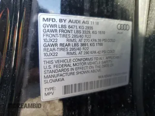 2019 Audi Q8 Premium Plus with VIN WA1EVAF12KD016865, listed as a Copart auction lot 78934524 with 60,999 mi miles and Salvage Title. Bid and sale history available at carsss.com. Image 13.