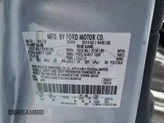 2012 Ford Escape Limited with VIN 1FMCU0E73CKC80802, listed as a Copart auction lot 45493015 with 112,614 mi miles and Clean Title. Bid and sale history available at DreamBid. Image 14.