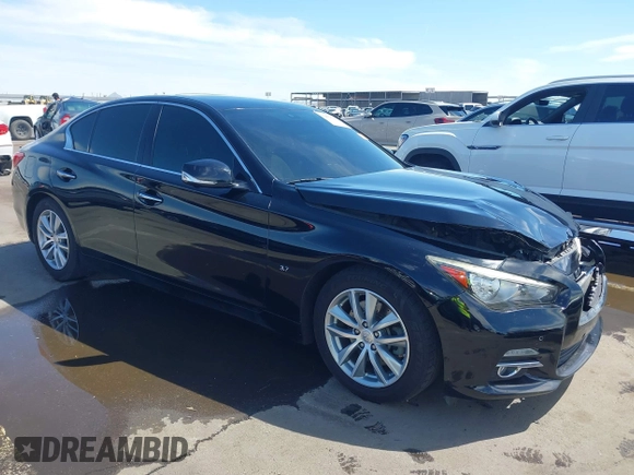 2014 Infiniti Q50 Premium with VIN JN1BV7AP0EM687787, listed as a IAAI auction lot 42084288 with 109,499 mi miles and . Bid and sale history available at carsss.com. Image 1.