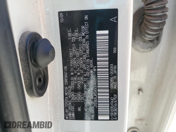 2010 Toyota 4Runner Trail с VIN JTEBU5JR5A5004665, выставлен на аукционе Copart как лот 53831845 с пробегом 124 347 миль миль и Списание • Salvage title. История ставок и продаж доступна на DreamBid. Изображение 13.