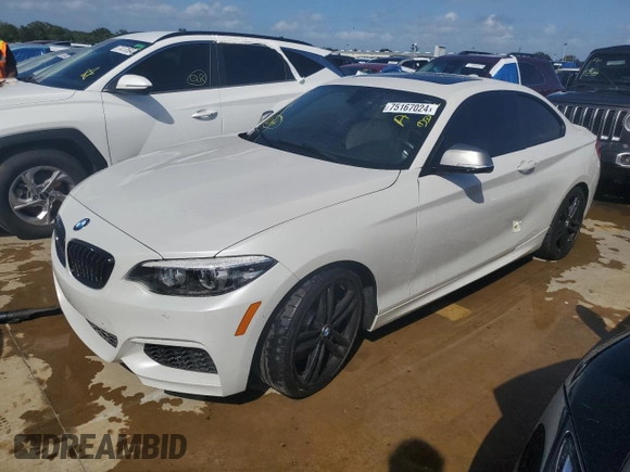 2018 BMW 2 Series M240i with VIN WBA2J5C55JVC07224, listed as a Copart auction lot 75167024 with 0 mi miles and Non Repairable. Bid and sale history available at carsss.com. Image 1.