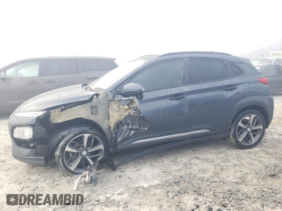 2021 Hyundai Kona Ultimate with VIN KM8K53A57MU606301, listed as a Copart auction lot 85510014 with 46,014 mi miles and Salvage Title. Bid and sale history available at carsss.com. Image 1.