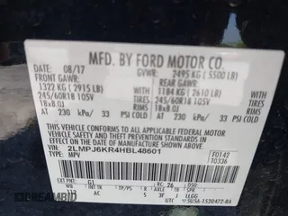 2017 Lincoln MKX Select z VIN 2LMPJ6KR4HBL48601, wystawiony jako IAAI lot #42029348 z przebiegiem 113 965 mil mil oraz . Historia ofert i sprzedaży dostępna na DreamBid. Obrazek 9.