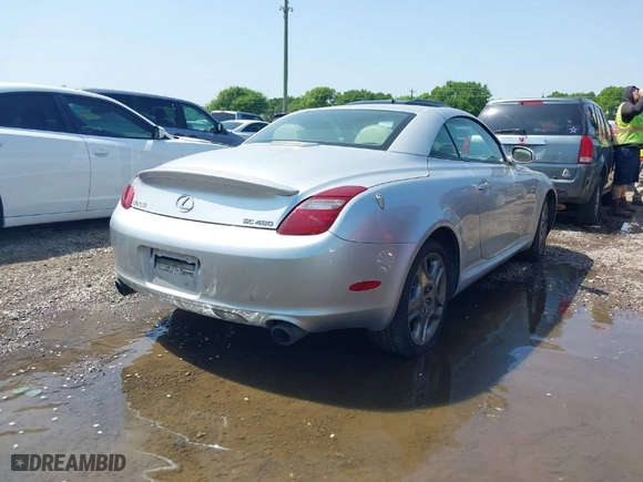 2008 Lexus SC 430 with VIN JTHFN45YX89017962, listed as a IAAI auction lot 41927985 with NaN miles. Bid and sale history available at carsss.com. Image 4.