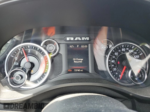 2019 Ram 1500 Big Horn with VIN 1C6SRFFT9KN825731, listed as a Copart auction lot 60299075 with 73,740 mi miles and Salvage title. Bid and sale history available at DreamBid. Image 9.