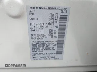 2016 Nissan Rogue SL with VIN 5N1AT2MV9GC820904, listed as a IAAI auction lot 42213220 with 172,038 mi miles and . Bid and sale history available at DreamBid. Image 9.