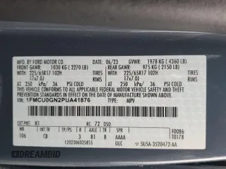 2023 Ford Escape Active with VIN 1FMCU0GN2PUA41876, listed as a Copart auction lot 50422725 with 24,808 mi miles and Salvage Title. Bid and sale history available at DreamBid. Image 15.
