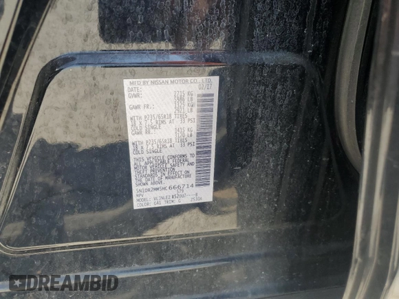 2017 Nissan Pathfinder SL with VIN 5N1DR2MM5HC666714, listed as a Copart auction lot 52892715 with 156,412 mi miles and Salvage title. Bid and sale history available at DreamBid. Image 13.