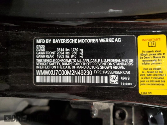 2021 MINI Hardtop 4 Door Oxford Edition with VIN WMWXU7C00M2N49230, listed as a Copart auction lot 77797914 with 51,877 mi miles and Salvage title. Bid and sale history available at DreamBid. Image 12.