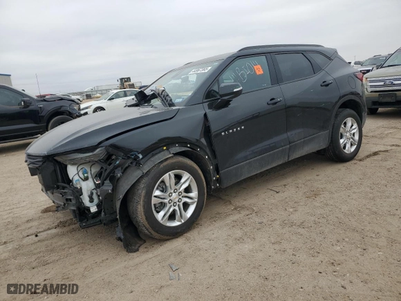 2021 Chevrolet Blazer LT with VIN 3GNKBJRS7MS573058, listed as a Copart auction lot 44967365 with 77,254 mi miles and Salvage Title. Bid and sale history available at carsss.com. Image 1.