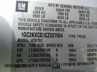 2012 Chevrolet Silverado 2500HD LT z VIN 1GC2KXCG1CZ337684, wystawiony jako IAAI lot #40494392 z przebiegiem Nie podano mil oraz . Historia ofert i sprzedaży dostępna na DreamBid. Obrazek 9.