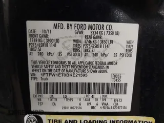 2011 Ford F-150 XLT with VIN 1FTFW1ET0BKE21595, listed as a IAAI auction lot 41662481 with 225,890 mi miles and . Bid and sale history available at carsss.com. Image 9.