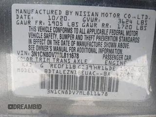 2021 Nissan Versa S with VIN 3N1CN8DV7ML811678, listed as a IAAI auction lot 42032397 with 21,089 mi miles and . Bid and sale history available at DreamBid. Image 9.
