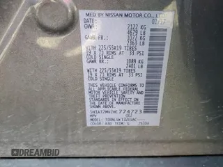 2017 Nissan Rogue SL with VIN 5N1AT2MV2HC774723, listed as a Copart auction lot 48857545 with 205,035 mi miles and Salvage Title. Bid and sale history available at carsss.com. Image 14.