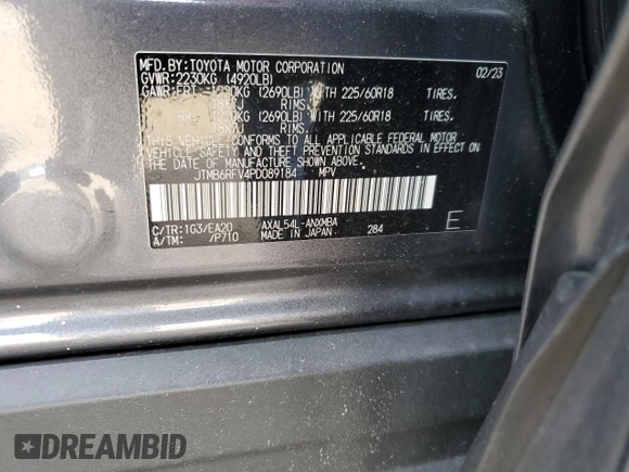 2023 Toyota RAV4 Hybrid XLE Premium z VIN JTMB6RFV4PD089184, wystawiony jako Copart lot #53453205 z przebiegiem 29 931 mil mil oraz Szkoda całkowita • Salvage title. Historia ofert i sprzedaży dostępna na DreamBid. Obrazek 13.