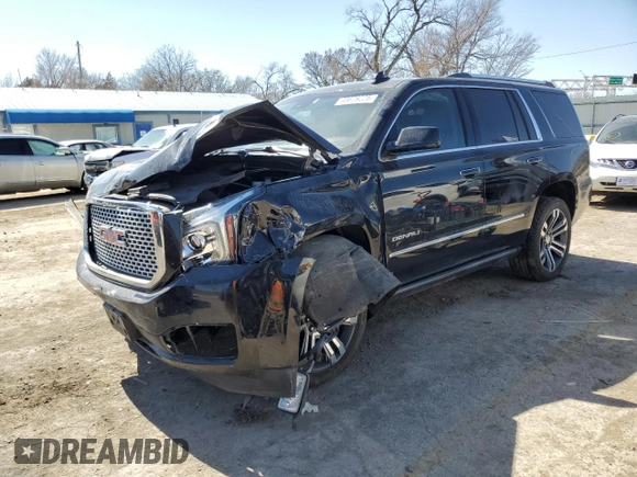2017 GMC Yukon Denali with VIN 1GKS2CKJXHR389946, listed as a Copart auction lot 48678225 with 156,603 mi miles and Salvage Title. Bid and sale history available at carsss.com. Image 1.