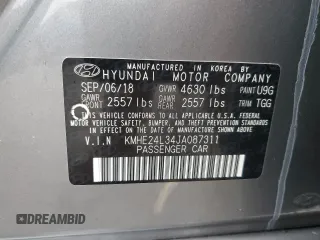 2018 Hyundai Sonata Hybrid SE with VIN KMHE24L34JA087311, listed as a Copart auction lot 48232965 with 50,442 mi miles and Salvage Title. Bid and sale history available at carsss.com. Image 14.