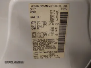 2022 Nissan Frontier SV с VIN 1N6ED1EK2NN658520, выставлен на аукционе IAAI как лот 42635603 с пробегом 45 256 миль миль и . История ставок и продаж доступна на DreamBid. Изображение 9.