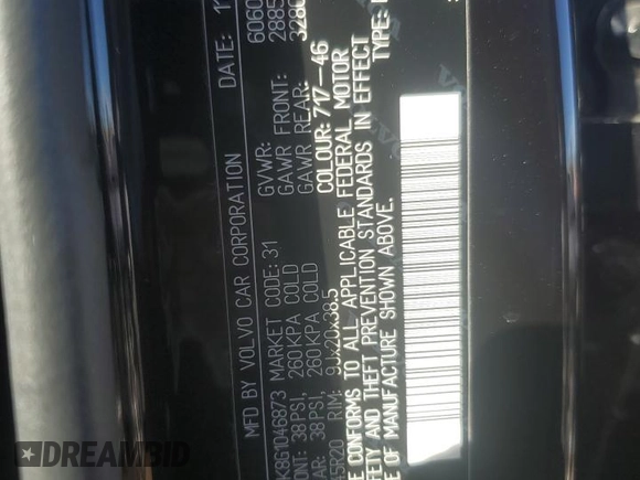 2016 Volvo XC90 T6 Momentum with VIN YV4A22PK8G1046873, listed as a Copart auction lot 46124275 with 68,368 mi miles and Salvage Title. Bid and sale history available at DreamBid. Image 13.