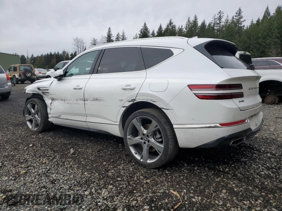 2021 Genesis GV80 with VIN KMUHCESC7MU074980, listed as a Copart auction lot 48499505 with 42,568 mi miles and Salvage Title. Bid and sale history available at DreamBid. Image 2.