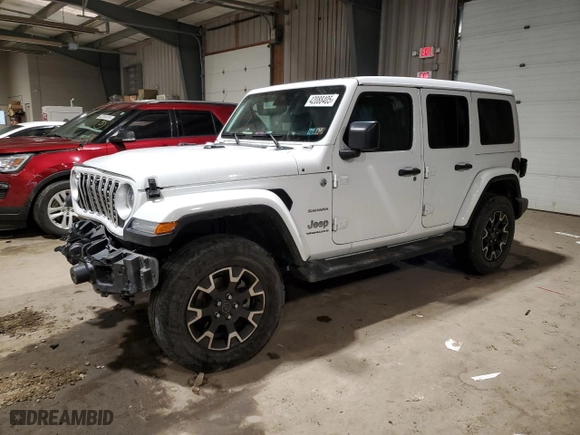 2024 Jeep Wrangler Sahara with VIN 1C4PJXEN0RW112946, listed as a Copart auction lot 42088405 with 22,595 mi miles and Salvage Title. Bid and sale history available at carsss.com. Image 1.