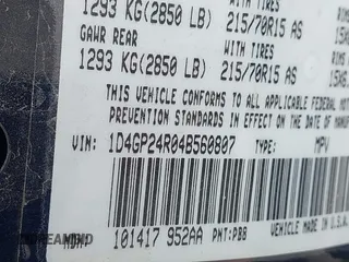 2004 Dodge Caravan SE z VIN 1D4GP24R04B560807, wystawiony jako IAAI lot #42148658 z przebiegiem 226 403 mil mil oraz . Historia ofert i sprzedaży dostępna na DreamBid. Obrazek 9.