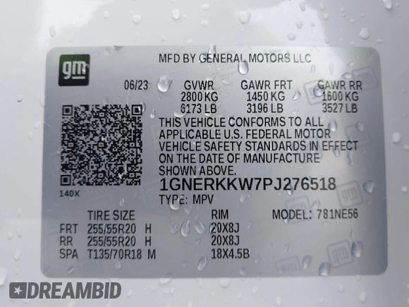 2023 Chevrolet Traverse Premier with VIN 1GNERKKW7PJ276518, listed as a IAAI auction lot 41860600 with 25,529 mi miles and . Bid and sale history available at DreamBid. Image 9.