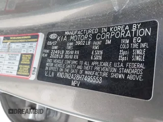 2017 Kia Soul with VIN KNDJN2A28H7495553, listed as a IAAI auction lot 40974023 with 110,407 mi miles. Bid and sale history available at carsss.com. Image 9.