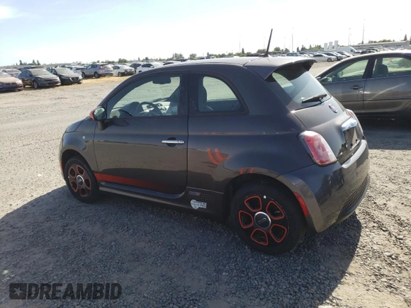2015 FIAT 500e with VIN 3C3CFFGE8FT709825, listed as a Copart auction lot 57128465 with 38,608 mi miles and Clean title. Bid and sale history available at DreamBid. Image 2.