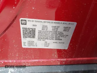 2025 Chevrolet Equinox AWD LT with VIN 3GNAXPEG2SL160909, listed as a IAAI auction lot 41718164 with 2,447 mi miles. Bid and sale history available at carsss.com. Image 9.
