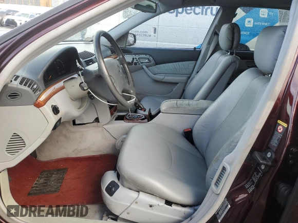 2002 Mercedes-Benz S 430 with VIN WDBNG70J32A302767, listed as a Copart auction lot 48614205 with Not provided miles and Clean title. Bid and sale history available at DreamBid. Image 7.