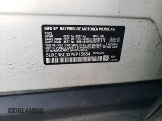 2023 BMW X5 xDrive40i with VIN 5UXCR6C0XP9P15664, listed as a Copart auction lot 47996015 with 22,849 mi miles and Salvage title. Bid and sale history available at DreamBid. Image 13.