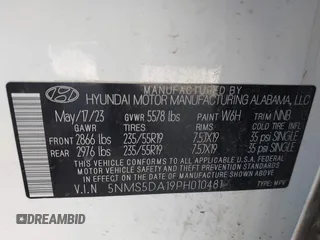 2023 Hyundai Santa Fe Limited z VIN 5NMS5DA19PH010481, wystawiony jako IAAI lot #41951919 z przebiegiem 31 667 mil mil oraz . Historia ofert i sprzedaży dostępna na DreamBid. Obrazek 9.