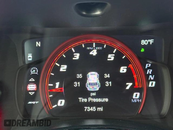 2021 Dodge Durango SRT Hellcat with VIN 1C4SDJH99MC822421, listed as a Copart auction lot 47705615 with 7,345 mi miles and Clean Title. Bid and sale history available at DreamBid. Image 8.
