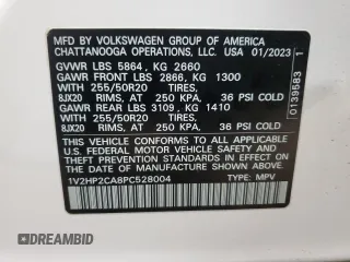 2023 Volkswagen Atlas SE z VIN 1V2HP2CA8PC528004, wystawiony jako Copart lot #88048055 z przebiegiem 28 286 mil mil oraz Szkoda całkowita • Salvage title. Historia ofert i sprzedaży dostępna na DreamBid. Obrazek 13.