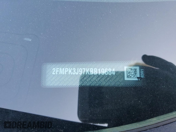 2019 Ford Edge SEL with VIN 2FMPK3J97KBB19684, listed as a Copart auction lot 57211945 with Not provided miles and Salvage title. Bid and sale history available at DreamBid. Image 13.