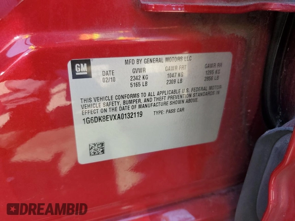 2010 Cadillac CTS with VIN 1G6DK8EVXA0132119, listed as a Copart auction lot 72618174 with 136,836 mi miles and Non Repairable. Bid and sale history available at DreamBid. Image 12.