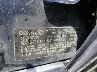 2004 Hyundai Santa Fe GLS with VIN KM8SC13E94U713339, listed as a Copart auction lot 51162085 with 164,357 mi miles and Salvage Title. Bid and sale history available at carsss.com. Image 13.