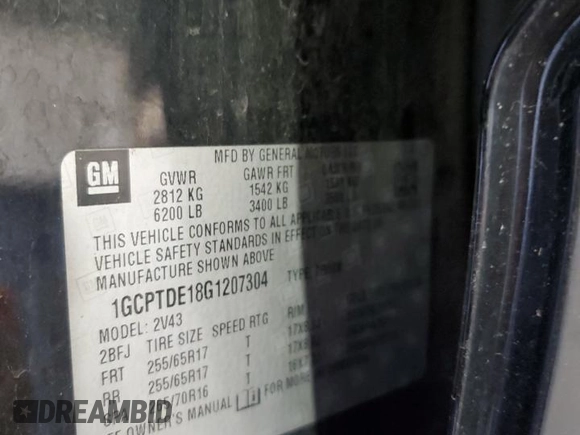 2016 Chevrolet Colorado 4WD Z71 z VIN 1GCPTDE18G1207304, wystawiony jako Copart lot #54703245 z przebiegiem 191 184 mil mil oraz Szkoda całkowita • Salvage title. Historia ofert i sprzedaży dostępna na DreamBid. Obrazek 12.