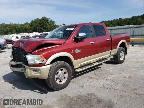 2012 Ram 2500 Laramie Longhorn with VIN 3C6UD5GL4CG225905, listed as a Copart auction lot 68752344 with 141,210 mi miles and Salvage Title. Bid and sale history available at carsss.com. Image 1.