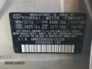 2013 Hyundai Sonata Hybrid with VIN KMHEC4A45DA100256, listed as a Copart auction lot 48744145 with 74,753 mi miles and Salvage Title. Bid and sale history available at carsss.com. Image 12.